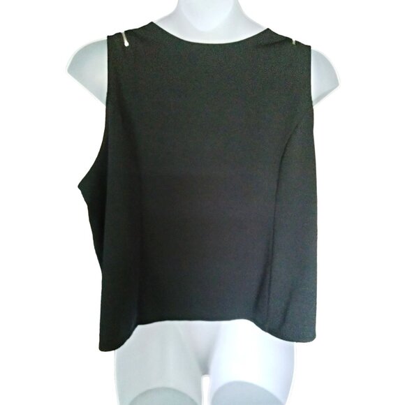 Lane Bryant Plus Size 26/28 Black V-Neck Sleeveless Zipper Detail Top - Picture 8 of 9